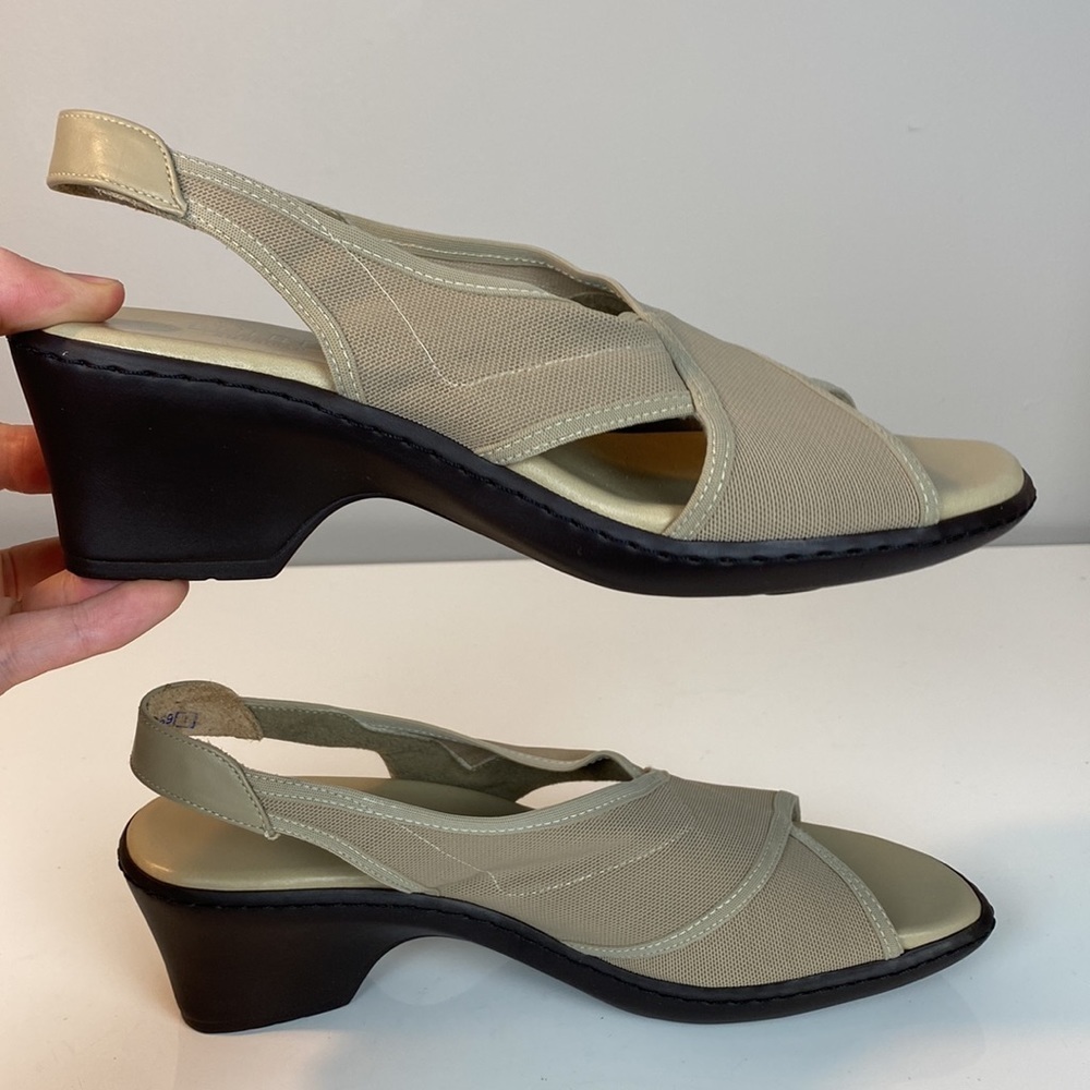 Munro Ava Taupe Stretch Slingback Heeled Sandals Size 7.5N - Picture 13 of 15